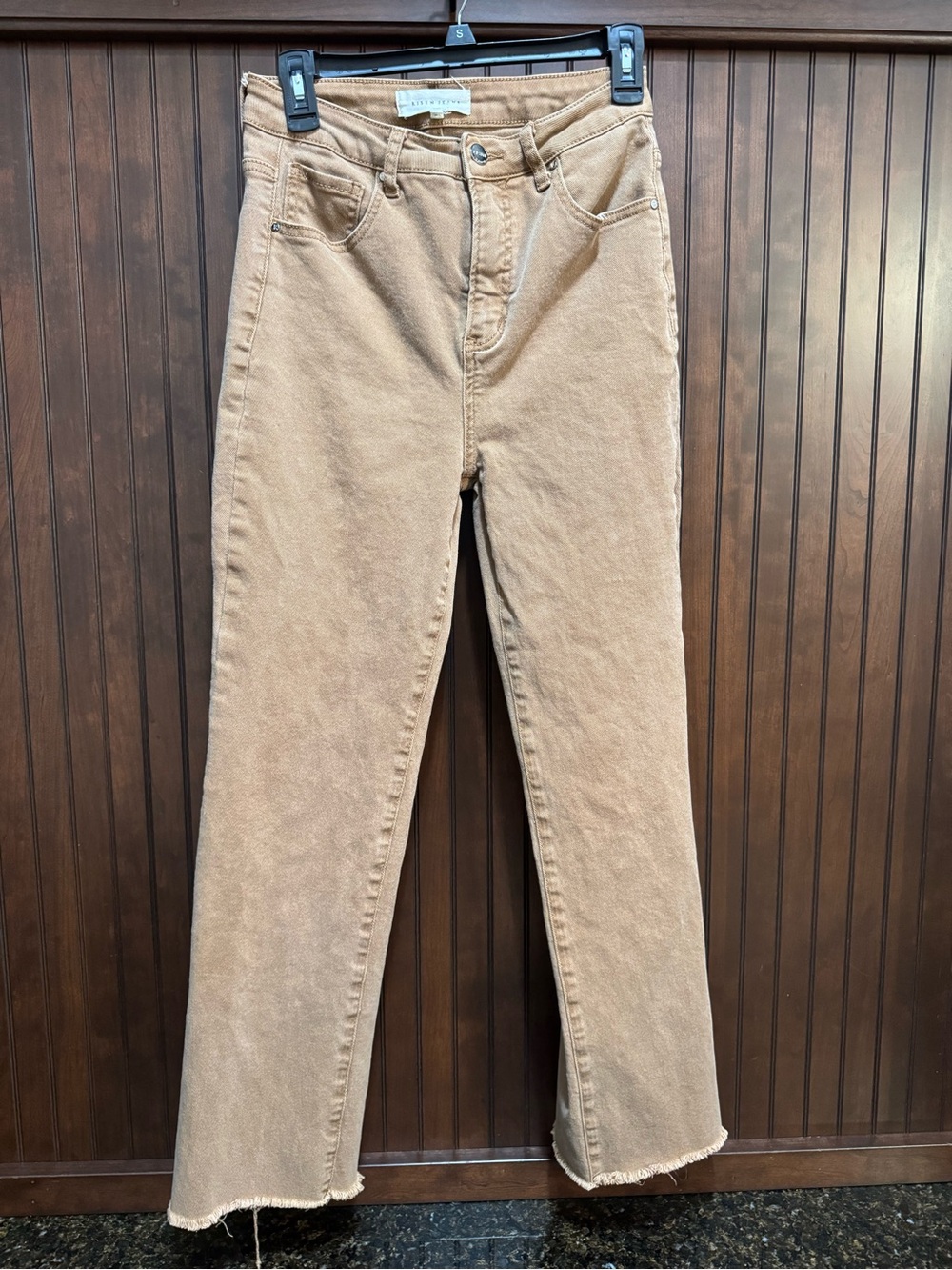 Risen Los Angeles High-Rise Straight Jeans in Tan